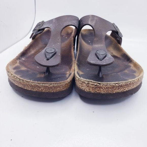 Birkenstock Gizeh Brown Slip On Leather Thong Sandals Women's Size 6 - Picture 5 of 12